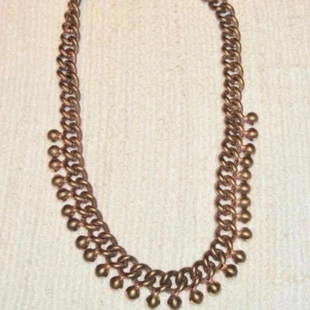 SIGNED Art Deco Heavy Brass Necklace